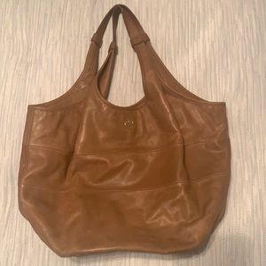 Tory Burch camel leather tote
